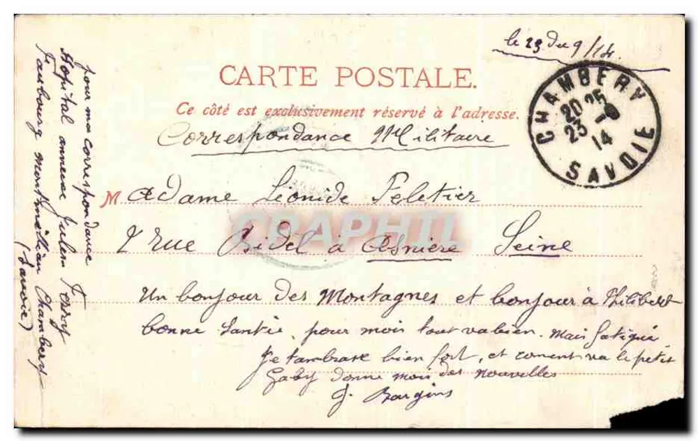 Château de Rubaud — vue depuis les vignes de Coise St. Jean Pied Gauthier — Librairie A. Perrin-Chambéry, No. 35 - Rückseite