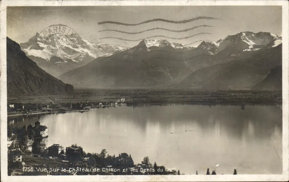 Ansicht von Schloss Chillon und den Dents du Midi — Société Graphique Neuchâtel, n° 1756 - Vorderseite