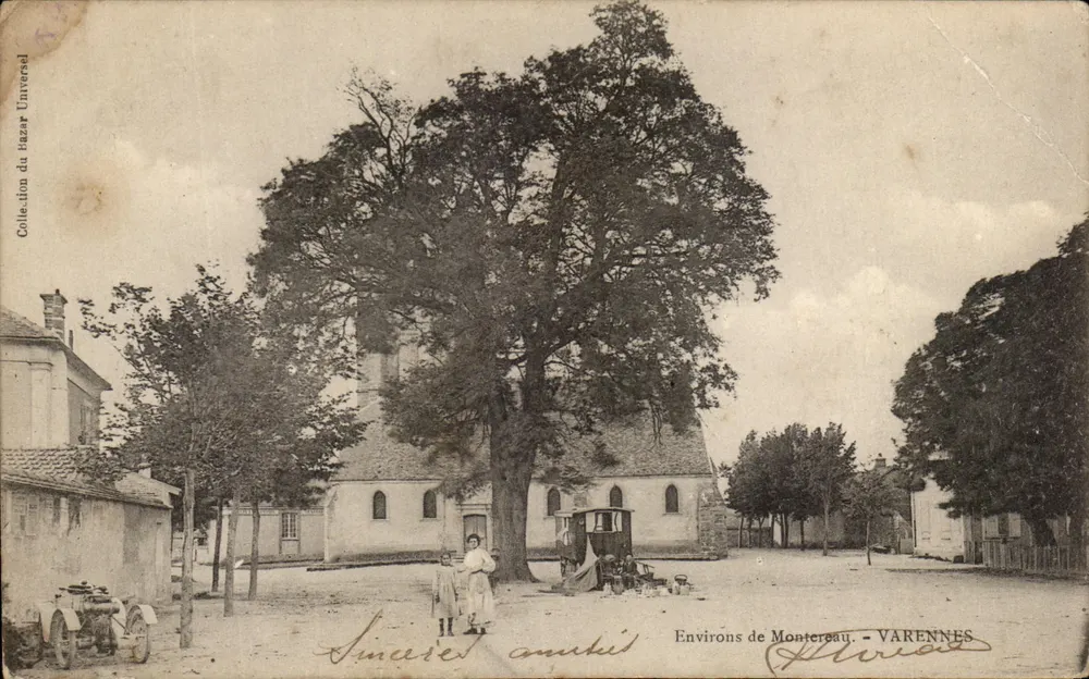 Varennes — Église et grand arbre — Éditeur : Bazazat Universal - Frente