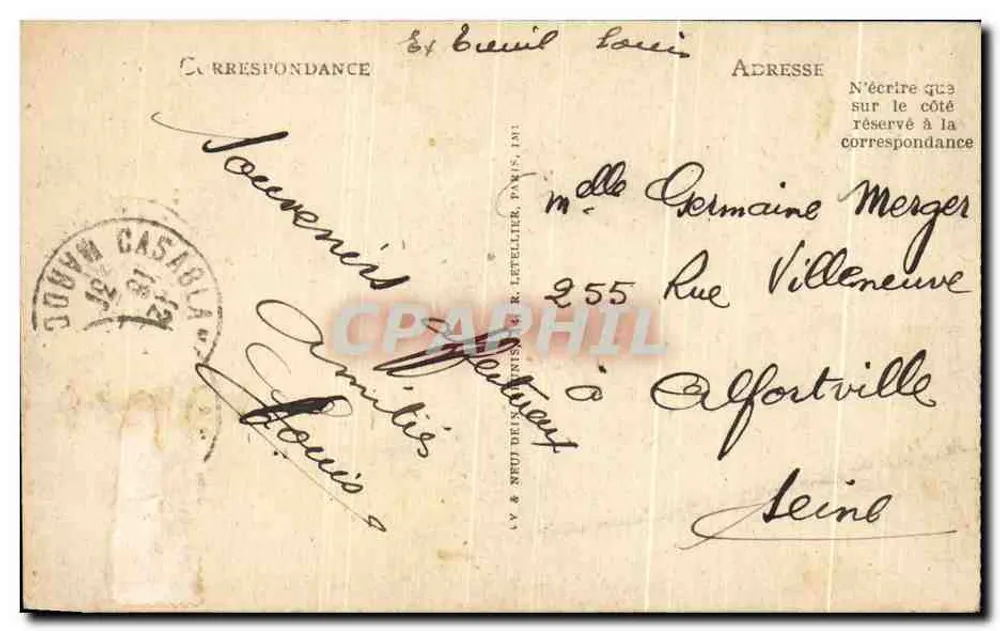 Marabout von Sidi-Kairouan — Casablanca — L.L. — n°102 - Rückseite