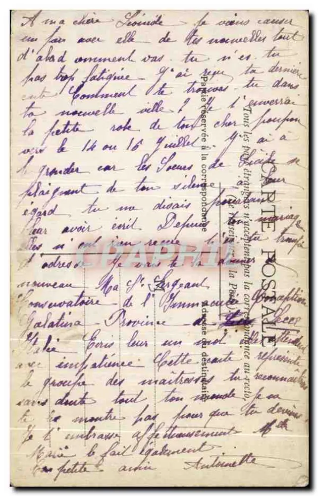 Gruppe von Nonnen vor einer Statue der Notre-Dame — Souvenir du 3 Guillot — Verlag nicht sichtbar - Rückseite