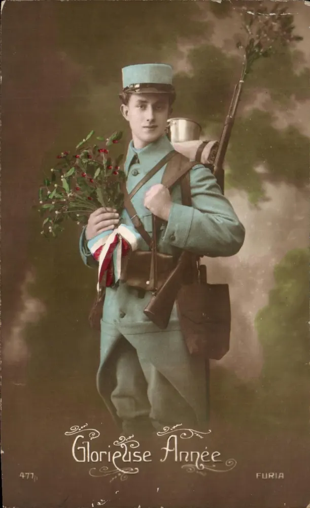 Soldat en uniforme bleu — portrait de guerre — éditeur FURIA, n° 477 - Awers