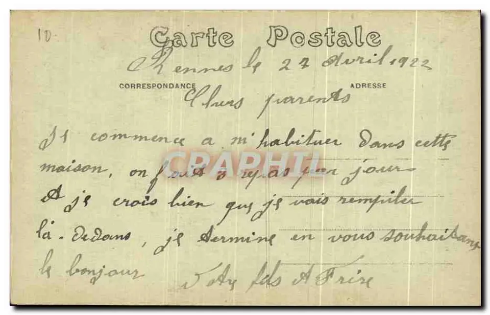 Rennes — Gemeinschaft der Ruhe, Innenansicht der Kapelle — A. Lamiré, Verleger, Rennes - Rückseite