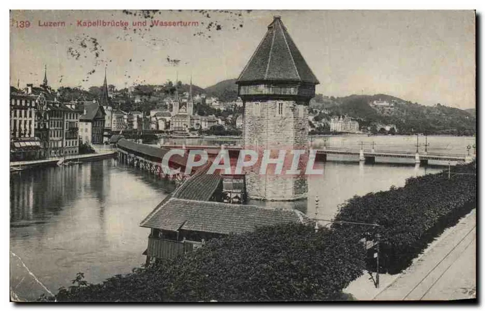 Luzern - Kapellbrücke und Wasserturm — éditeur PHOTOLORE SA, n° 139 - Awers