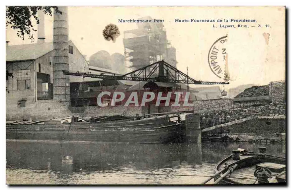 Marchienne-au-Pont — Hauts-Fourneaux de la Providence — L. Lagueri, Bruxelles, N. 49 - Vorderseite