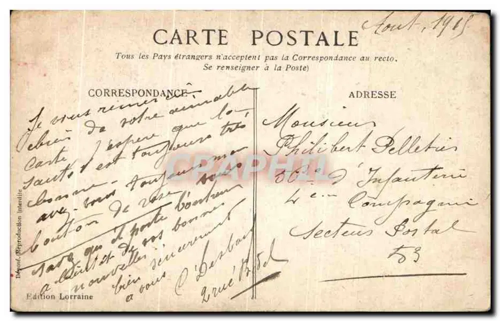 Famille française — scène de vie avec berceau et édifice religieux — Édition Lorraine - Rückseite
