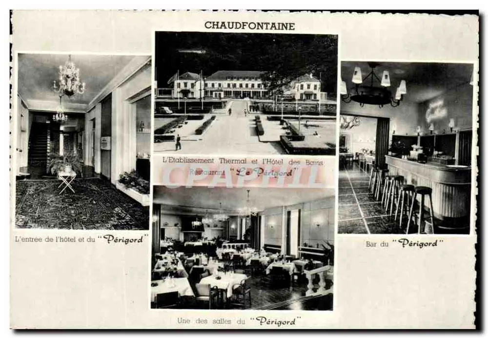 Chaudfontaine — L'istituzione termale e l'Hotel dei Bagni "Périgord" — Ed. Fototipia Léa, Liegi - Recto