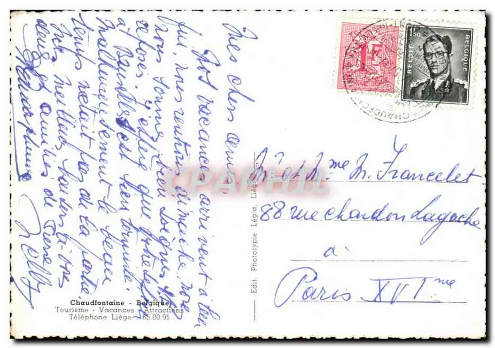 Chaudfontaine — L'istituzione termale e l'Hotel dei Bagni "Périgord" — Ed. Fototipia Léa, Liegi - Verso