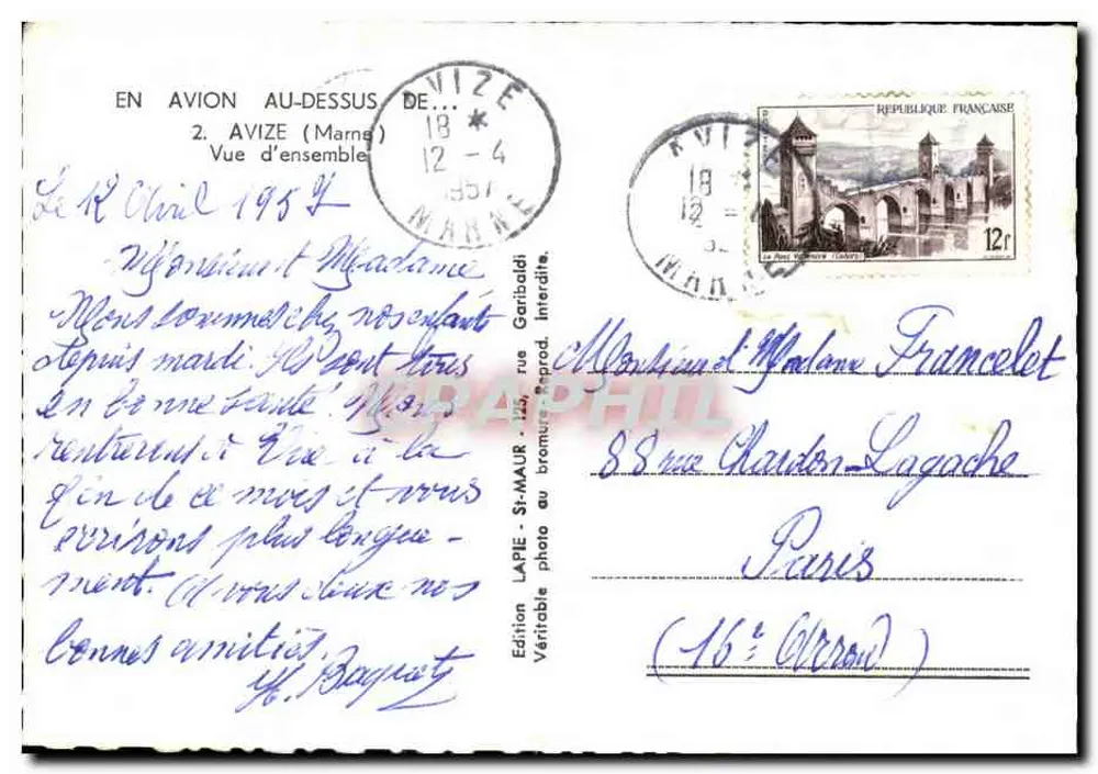 Avize (Marne) — vista geral — Service Aérien - Verso