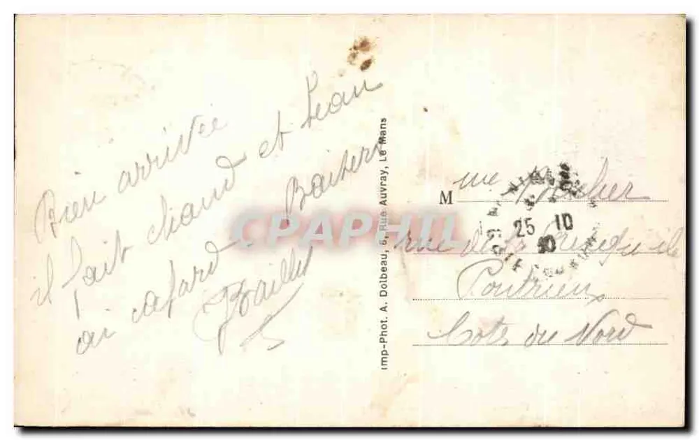 Le Mans — Avenue Thiers, Aufnahme von der Place Thiers — Imp. Phot. A. Dolbeau, Le Mans - Rückseite