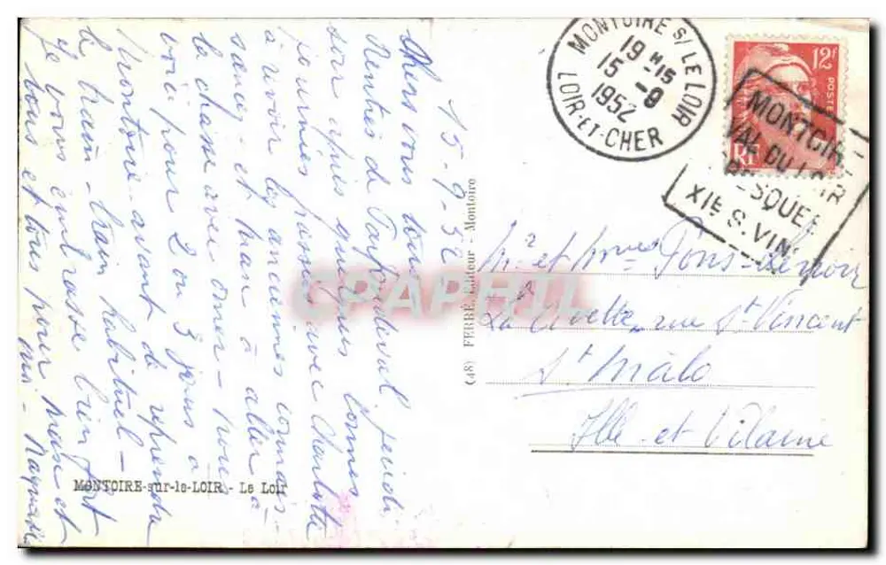 Drewniany most nad jeziorem — Montoire-sur-le-Loir — wydawca FERBÉ, nr (48) - Rewers