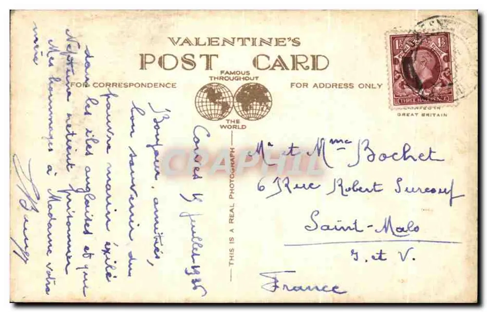 Princes Green und Esplanade, Cowes, I.O.W. — Valentine's Post Card — Verlag J.V. Nr. 222/23 - Rückseite