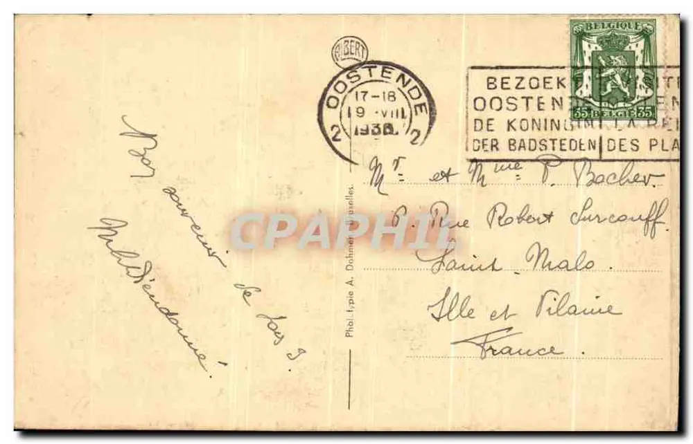 Ostende — Digue und Kursaal — Verlag Bert, Nr. 37 - Rückseite