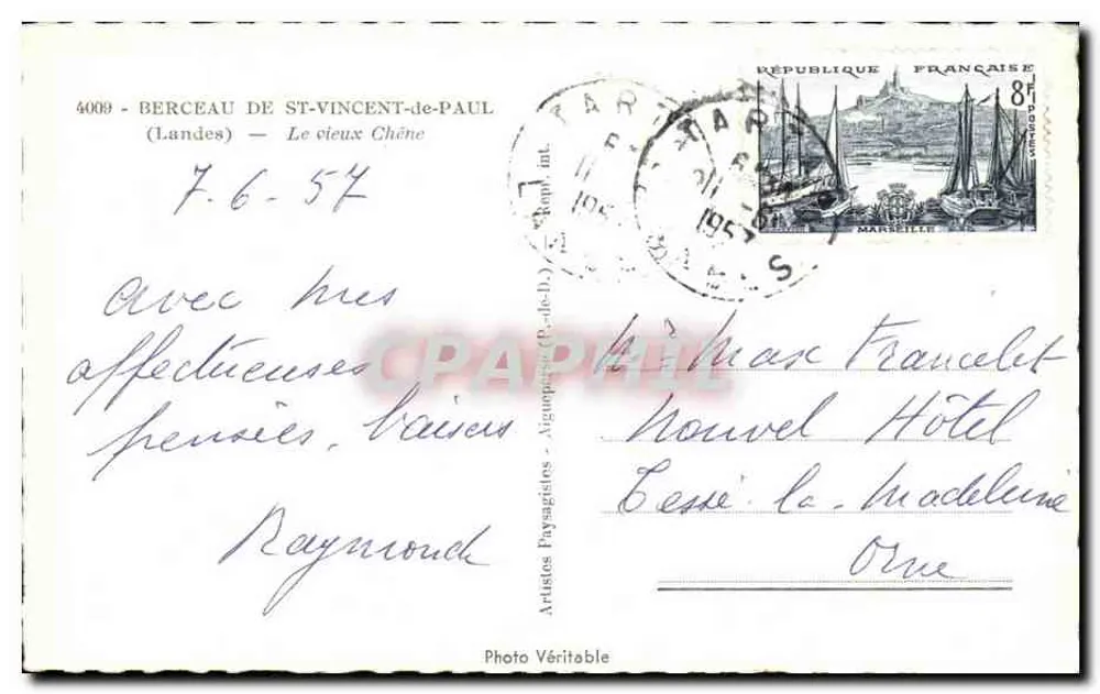 Berceau de Saint-Vincent-de-Paul — Der alte Eiche — Originalfoto - Rückseite