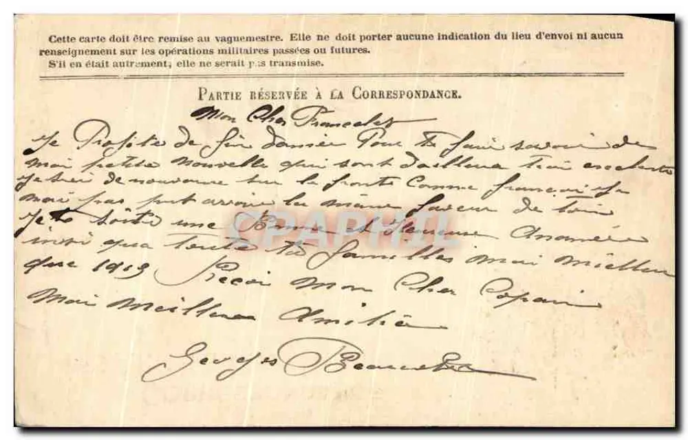 Correspondência das Forças da República — Carta em franquia — Editor: Sterad (stereotipo) - Verso