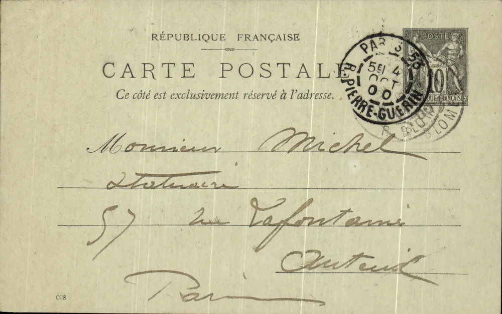 Paris - Pierre-Guérin - Carte postale de 1900 - Frente
