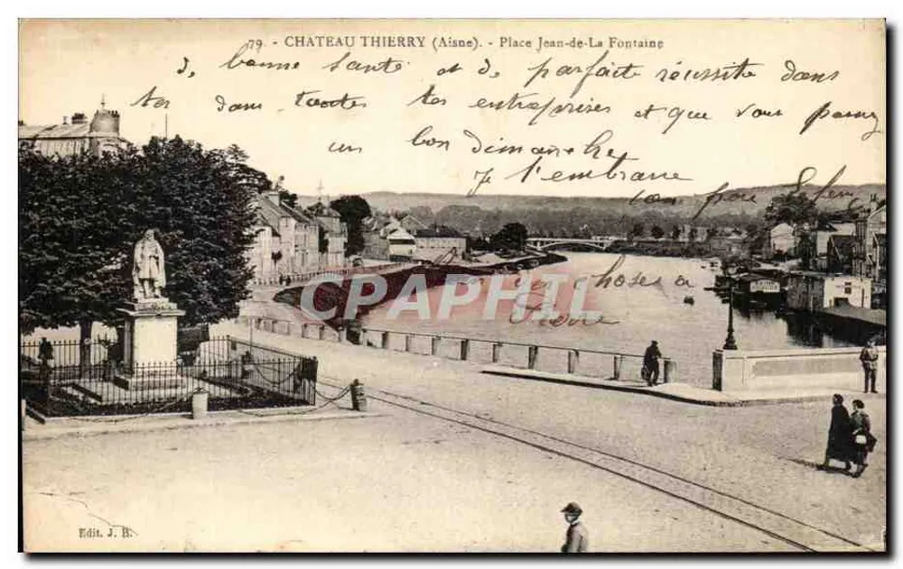 Castello di Thierry (Aisne) - Piazza Jean-de-La Fontaine — Ed. J.B. n°79 - Recto