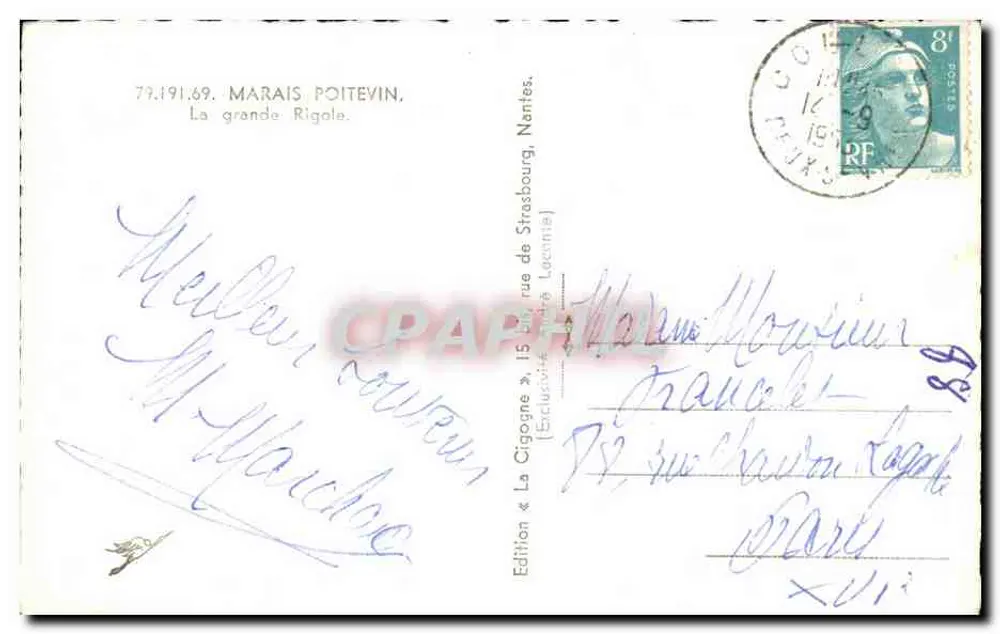 A Cegonha — Edição Marais Poitevin, Nantes — n° 79.191.69 - Verso