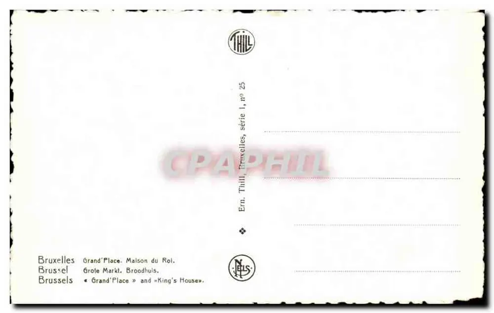 Bruxelas - Grand'Place - Maison du Roi - Thill, série I, n° 25 - Verso