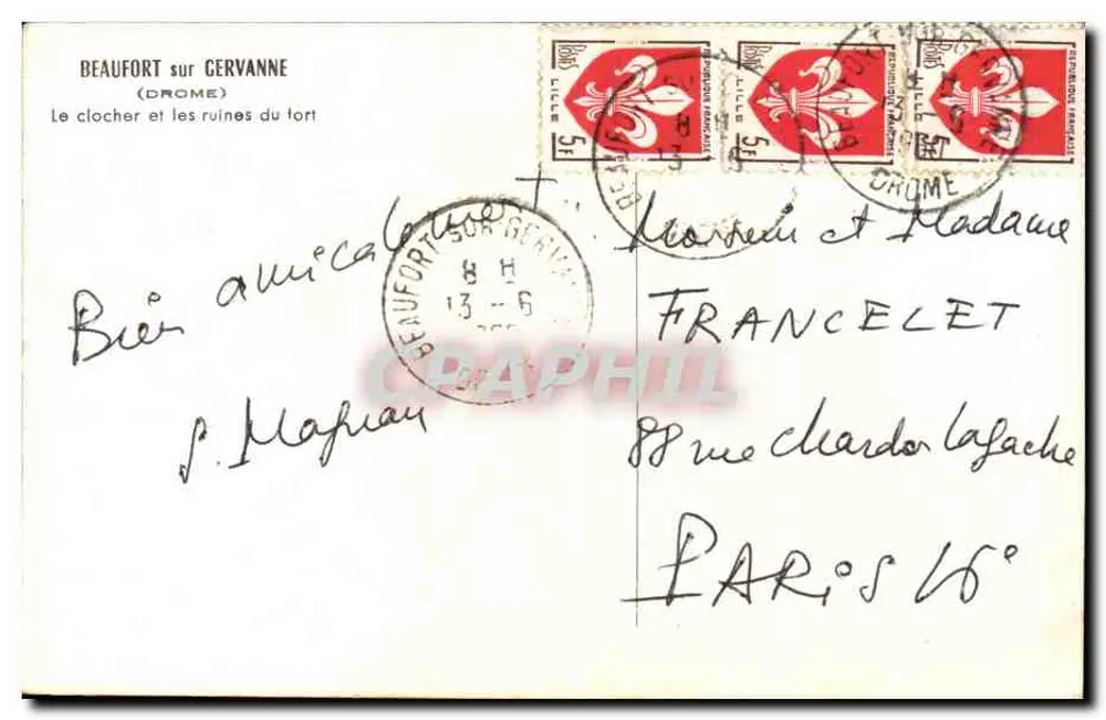 Beaufort-sur-Cervanne — Der Turm und die Ruinen der Festung — Verlag nicht sichtbar - Rückseite