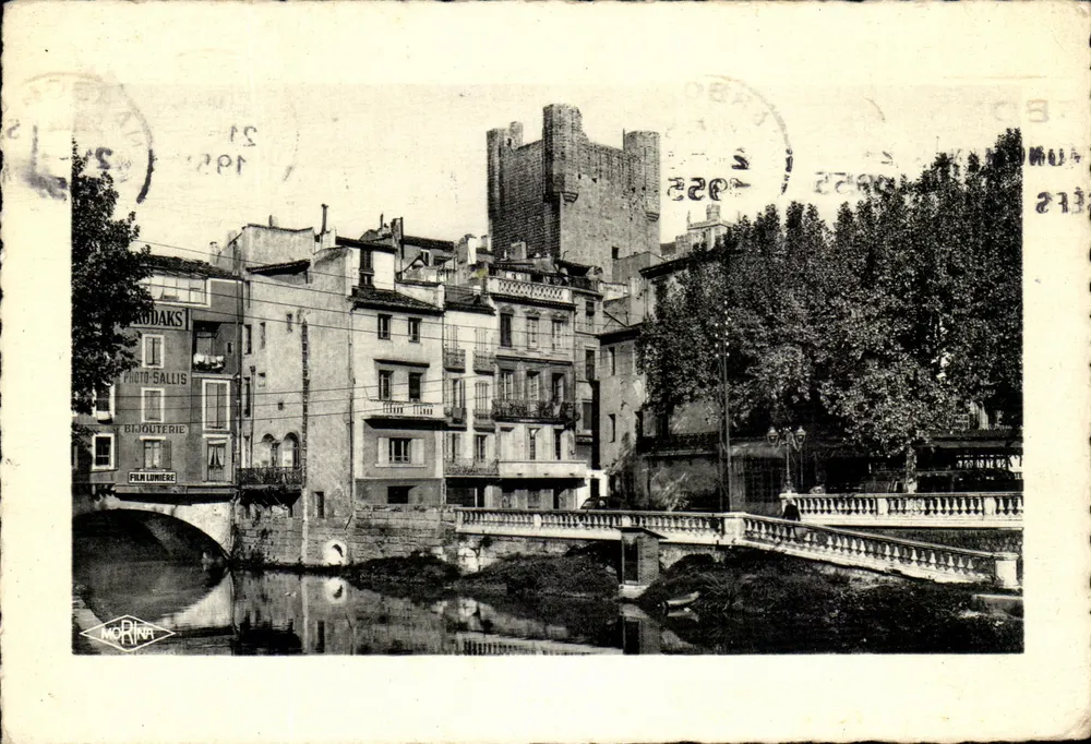 Narbonne — Ansicht der Rathaus-Turm und der Brücke über den Rhône — Photo-Sallis - Vorderseite