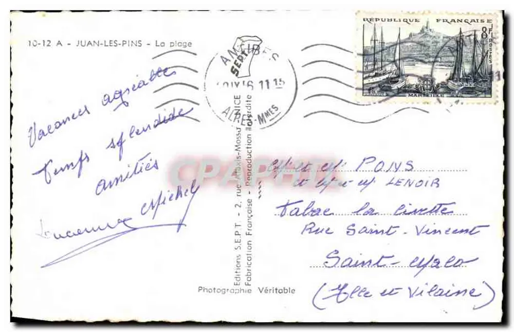 Juan-les-Pins — Praia — Éditions Sépice - Verso