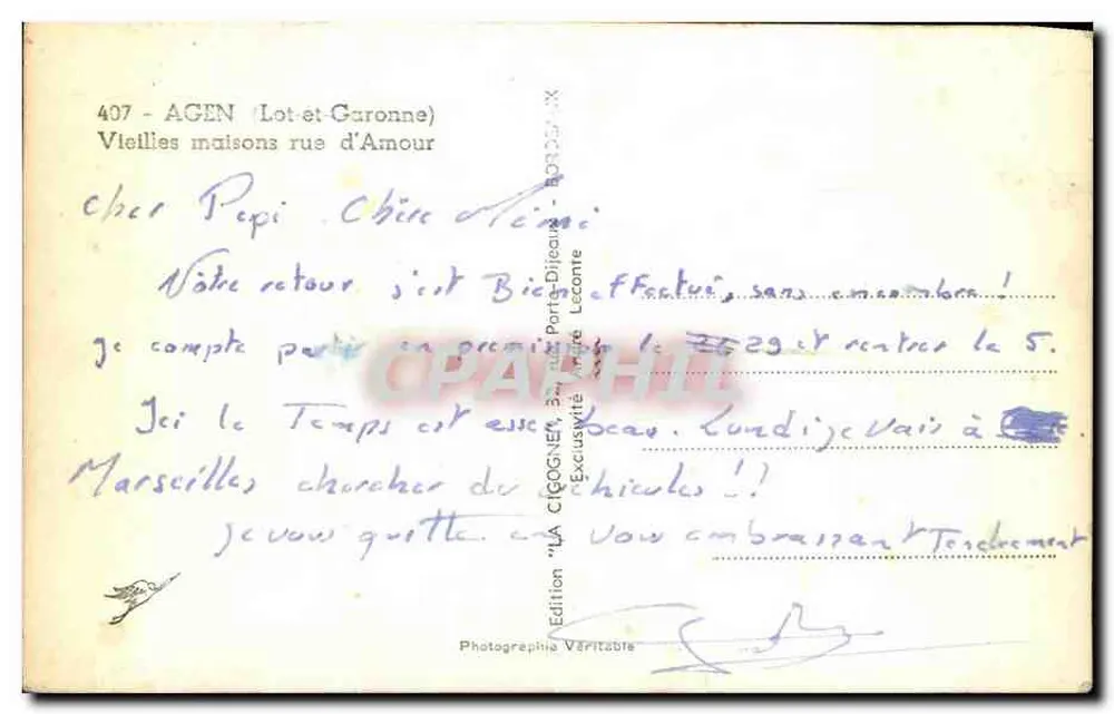 Velhas casas na rue d'Amour — Agen (Lot-et-Garonne) — Edição Verdadeira - Verso