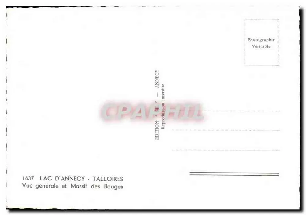 See Annecy — Allgemeiner Blick und Massif der Bauges — Edition Annecy, Nr. 1437 - Rückseite