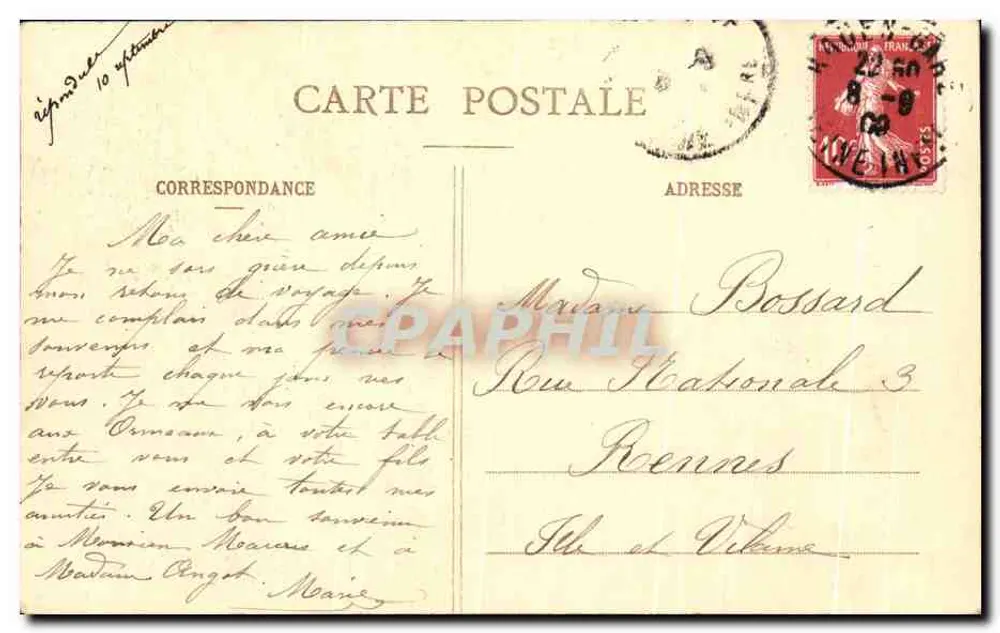 Normannische Kleidung — Frau in traditioneller normannischer Kleidung — C.V. - 43 - DIEPPE - Rückseite