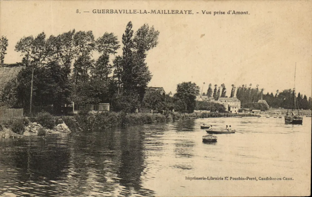 Guerbaville-la-Mailleraye — Ansicht von oben — Imprimerie-Librairie E. Pouchin-Perré, Caudebec-en-Caux, Nr. 8 - Vorderseite