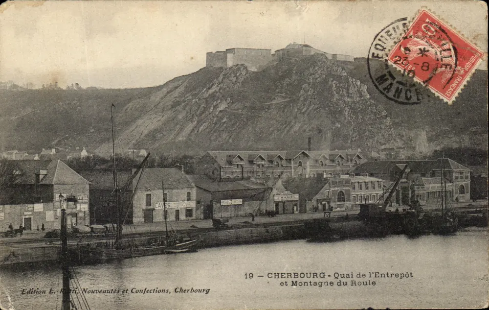 Cherbourg — Quai de l'Entrepôt und Montagne du Roule — Édition L. Ratti, Nouveautés et Confections, Cherbourg - Vorderseite