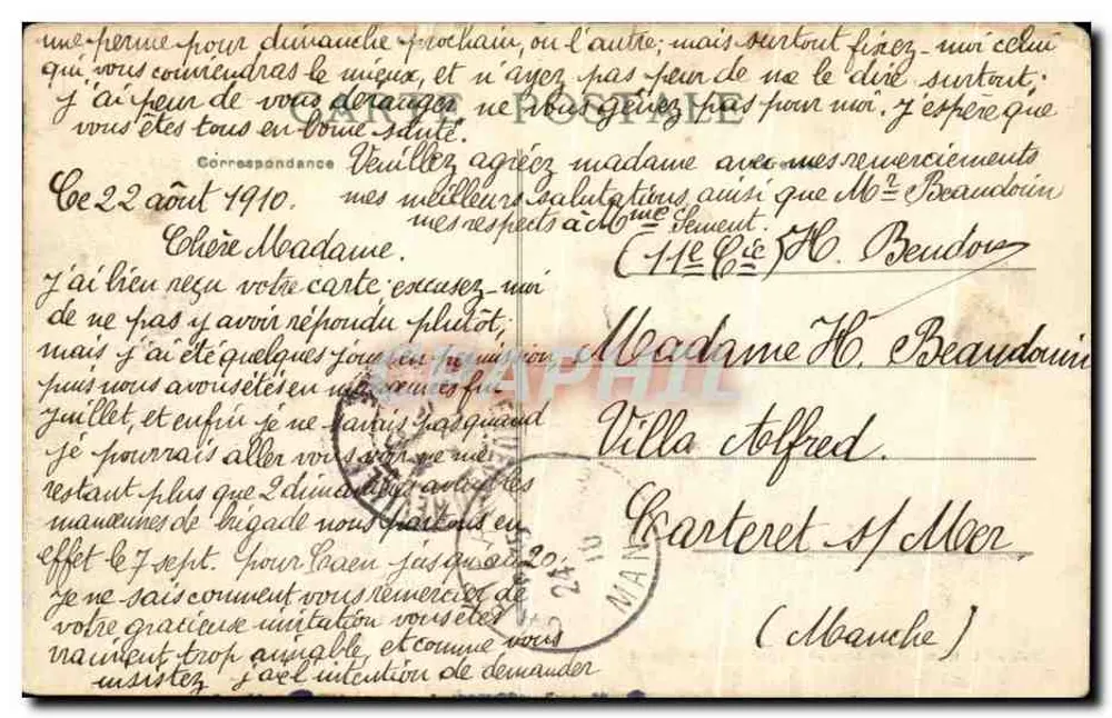 Cherbourg — Quai de l'Entrepôt und Montagne du Roule — Édition L. Ratti, Nouveautés et Confections, Cherbourg - Rückseite