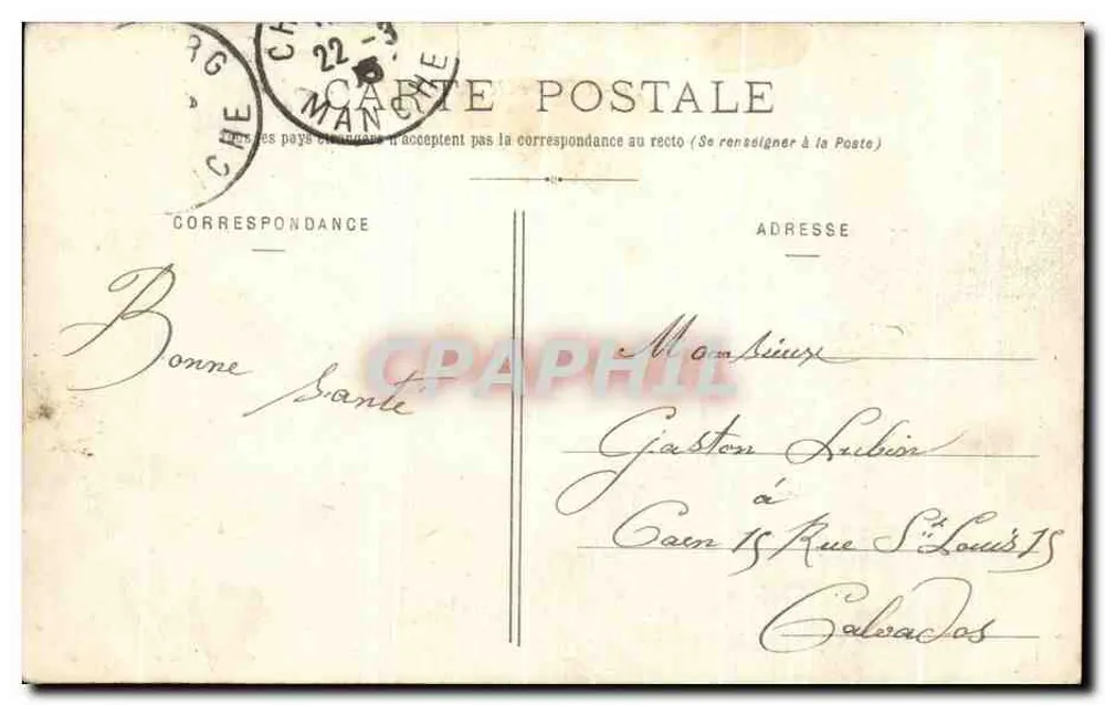 Cherbourg — Ansicht der Place Napoléon an einem Sturmtag — Sammlung P. B. Cherbourg - Rückseite
