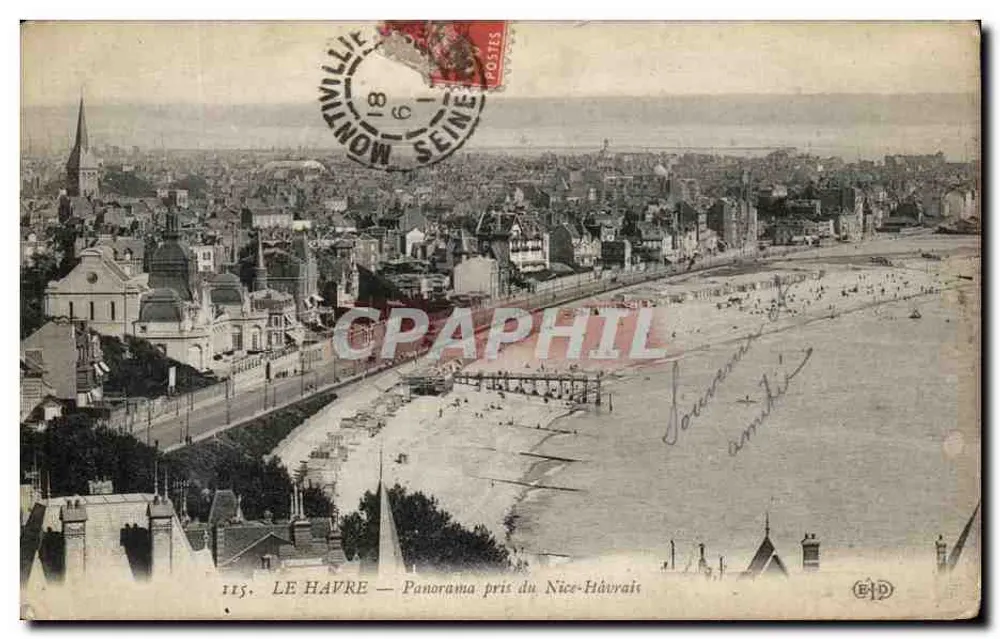 Le Havre — Panorama pris du Nice-Hâvre — Éditeur BID, n° 115 - Recto