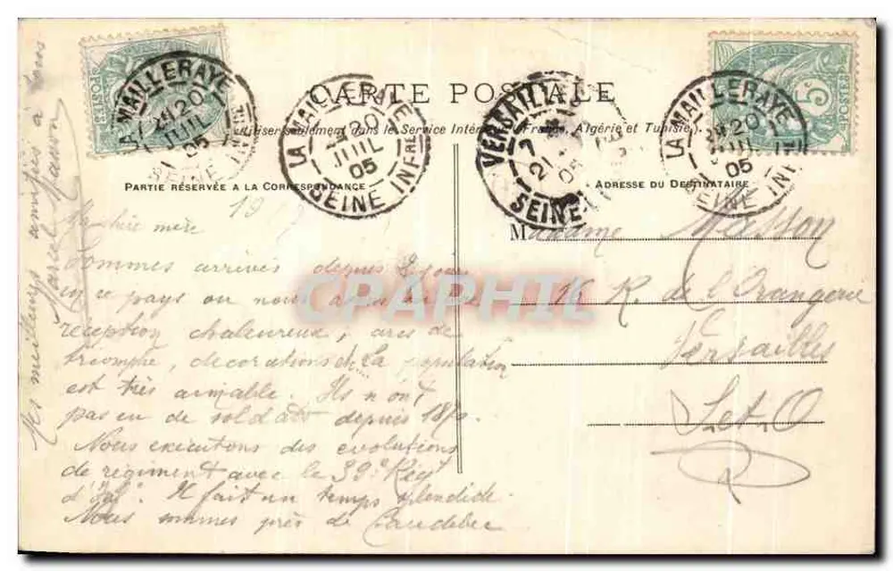 Guerbaville-la-Mailleraye — Ansicht von oben — Imprimerie Librairie E. Pouchin-Perré, Caudebec-en-Caux - Rückseite