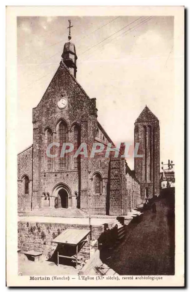 Mortain (Manche) — A Igreja (século XI), raridade arqueológica — Edição Némar Tabac-Café - Frente