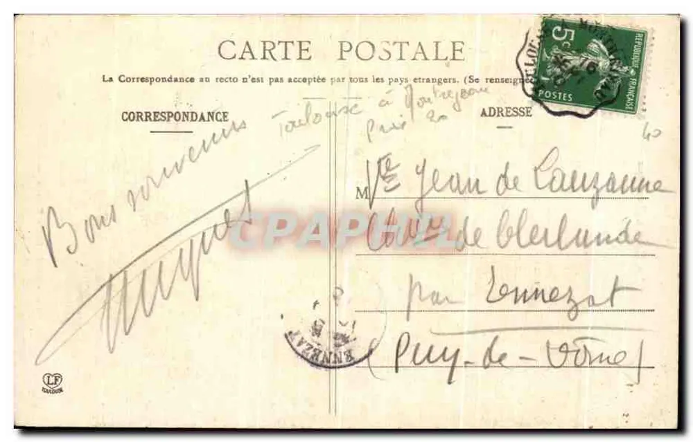Cazères - Kirchentor — La Haute-Garonne — Phototypie Laboucha frères, Toulouse, n°70 - Rückseite