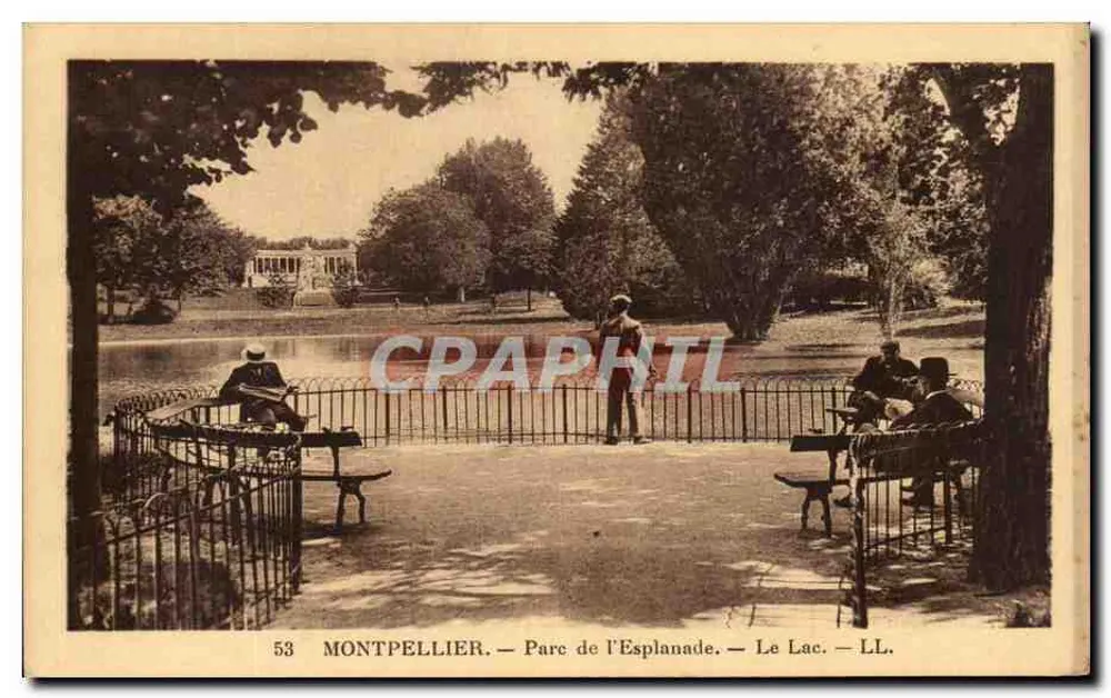 Montpellier — Parque da Esplanade — O Lago — LL. — N° 53 - Frente