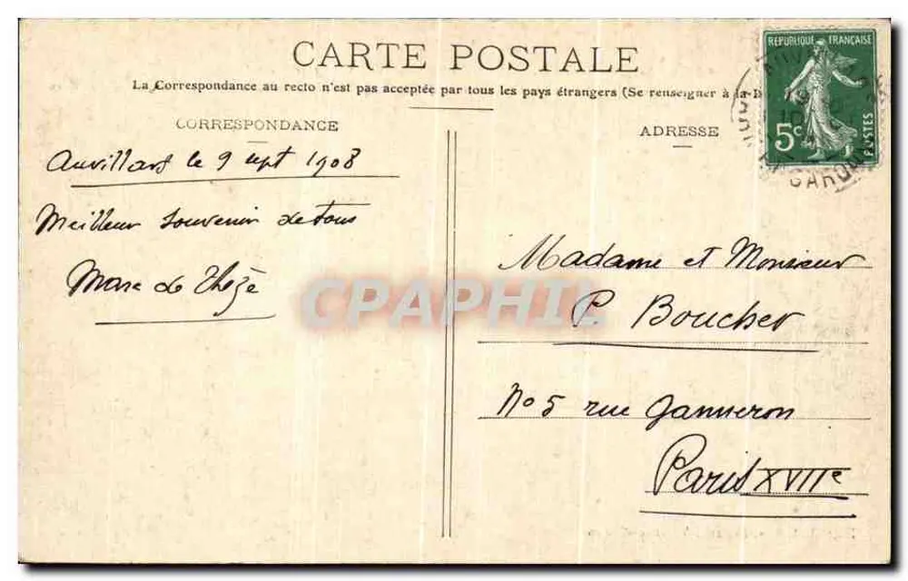 Auvillars — Allgemeiner Blick (Südseite) — Verlag: A. Néelat, Valence-d'Aven - Rückseite