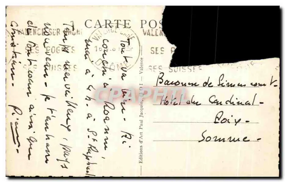 Valence-sur-Rhône — Vue générale — Photo Paul Jacquin, n° 152 - Verso