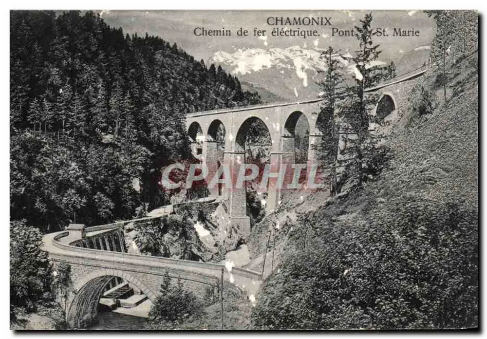 Chamonix — Pont de Sainte-Marie sur le chemin de fer électrique — éditeur anonyme - Frente