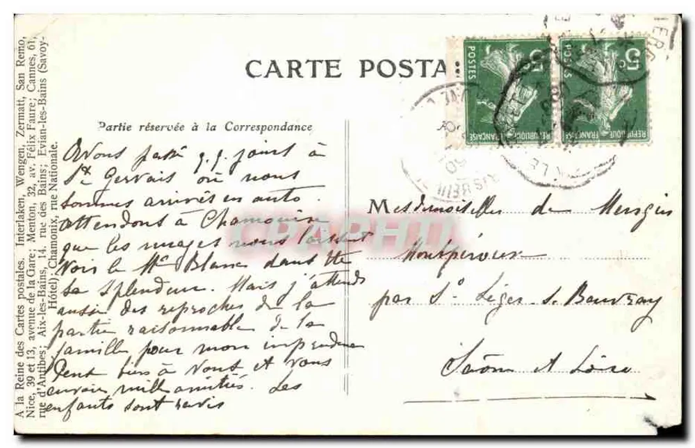 Chamonix — Pont de Sainte-Marie sur le chemin de fer électrique — éditeur anonyme - Verso
