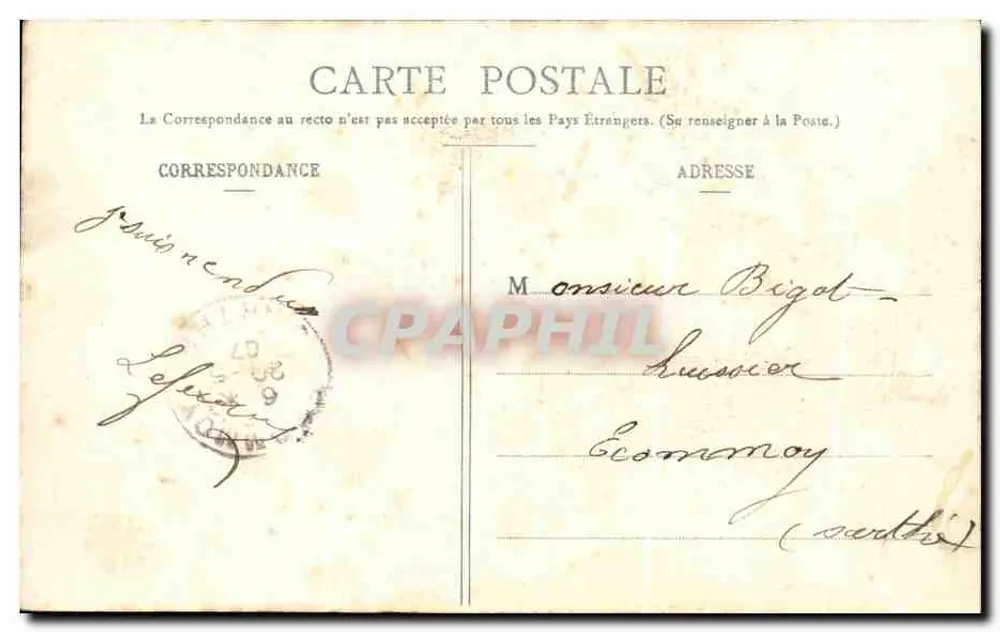 NOYEN (Sarthe) — Entrée de la Ville - Route du Mans — Édition J. Malicot, phot. Sahlé-sur-Sarthe - Rückseite