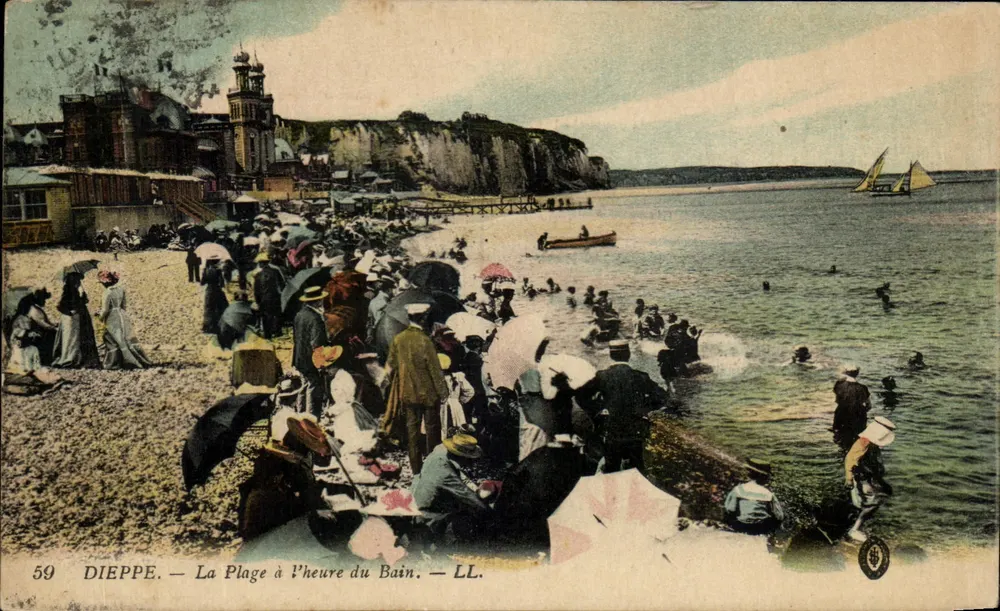 Dieppe — A Praia na Hora do Banho — LL. N° 59 - Frente