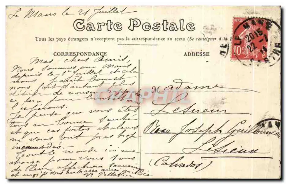 Le Mans — Ponte em X e Bairro do Pré — Editor Douvoret, n°73 - Verso