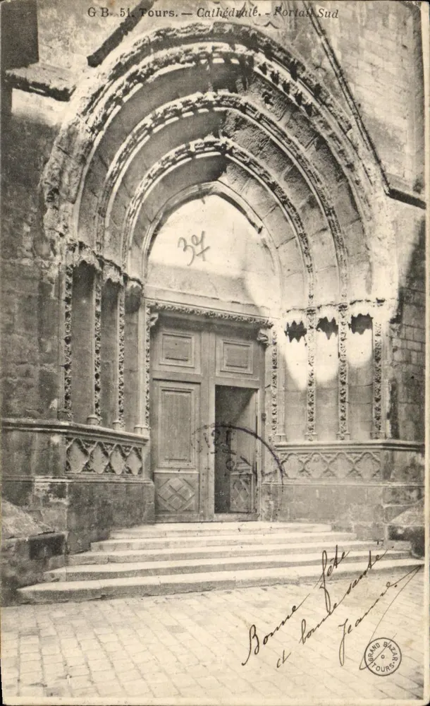 Tours — Catedral — Portal Sur — G.B. 51, editor Bernard Bazin - Anverso