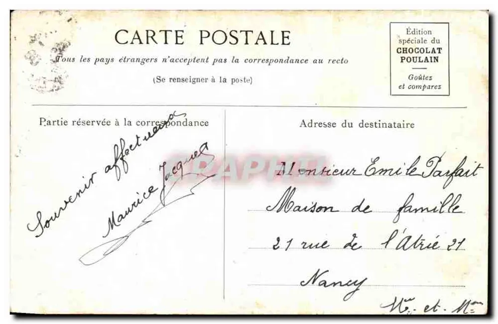 TOURAINE — Castelo de Luynes — Edição especial do CHOCOLAT POULAIN - Verso