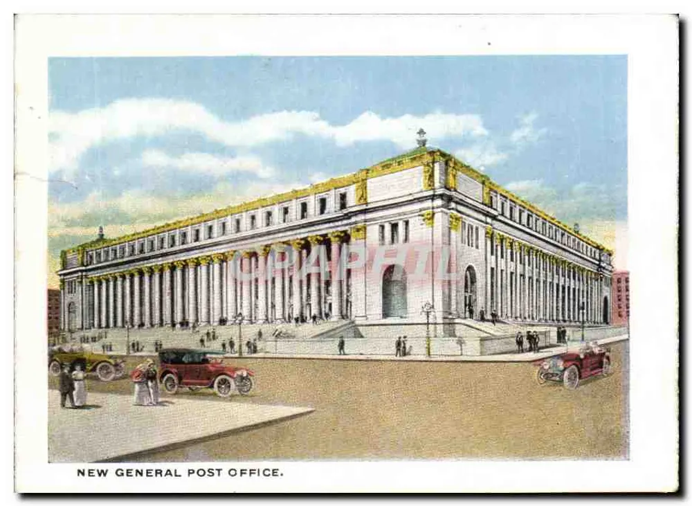 New General Post Office — bâtiment monumental avec colonnades — éditeur Irvine & Dunning, n° de série non visible - Vorderseite
