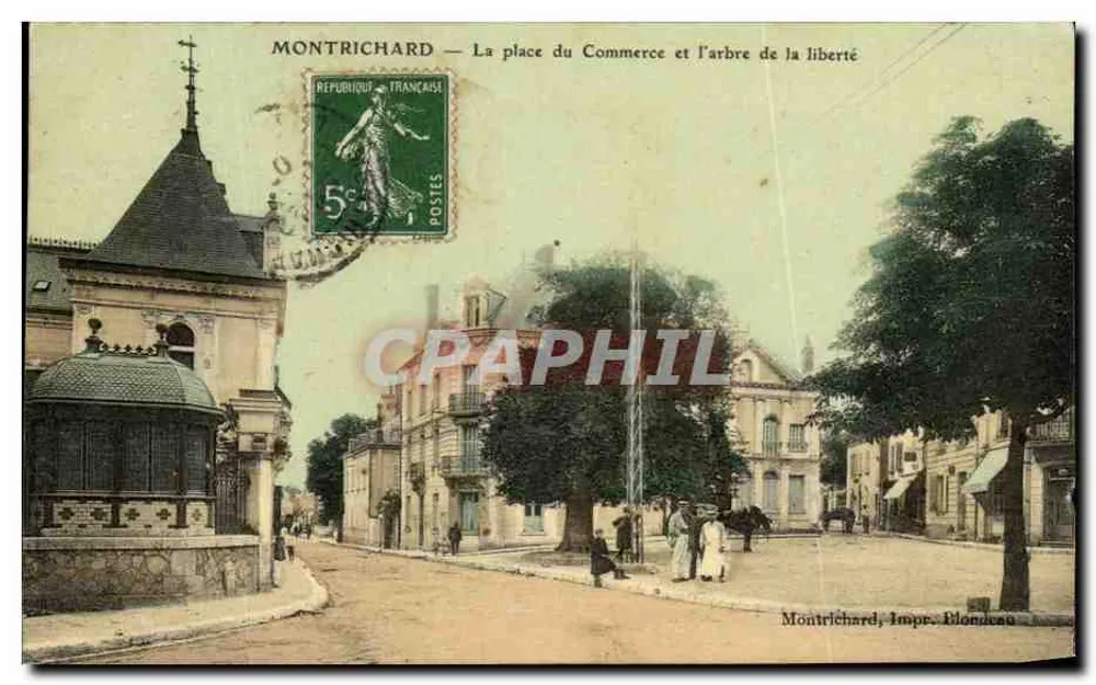 Montrichard — Die Place du Commerce und der Baum der Freiheit — Impr. Blondeau - Vorderseite
