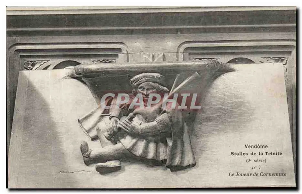 Vendôme — Stalles de la Trinité — n° 7, El Tocador de Cornamusa (2a serie) - Anverso